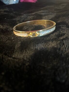 Gold Crystal Pavé Bangle Bracelet - Women Jewelry
